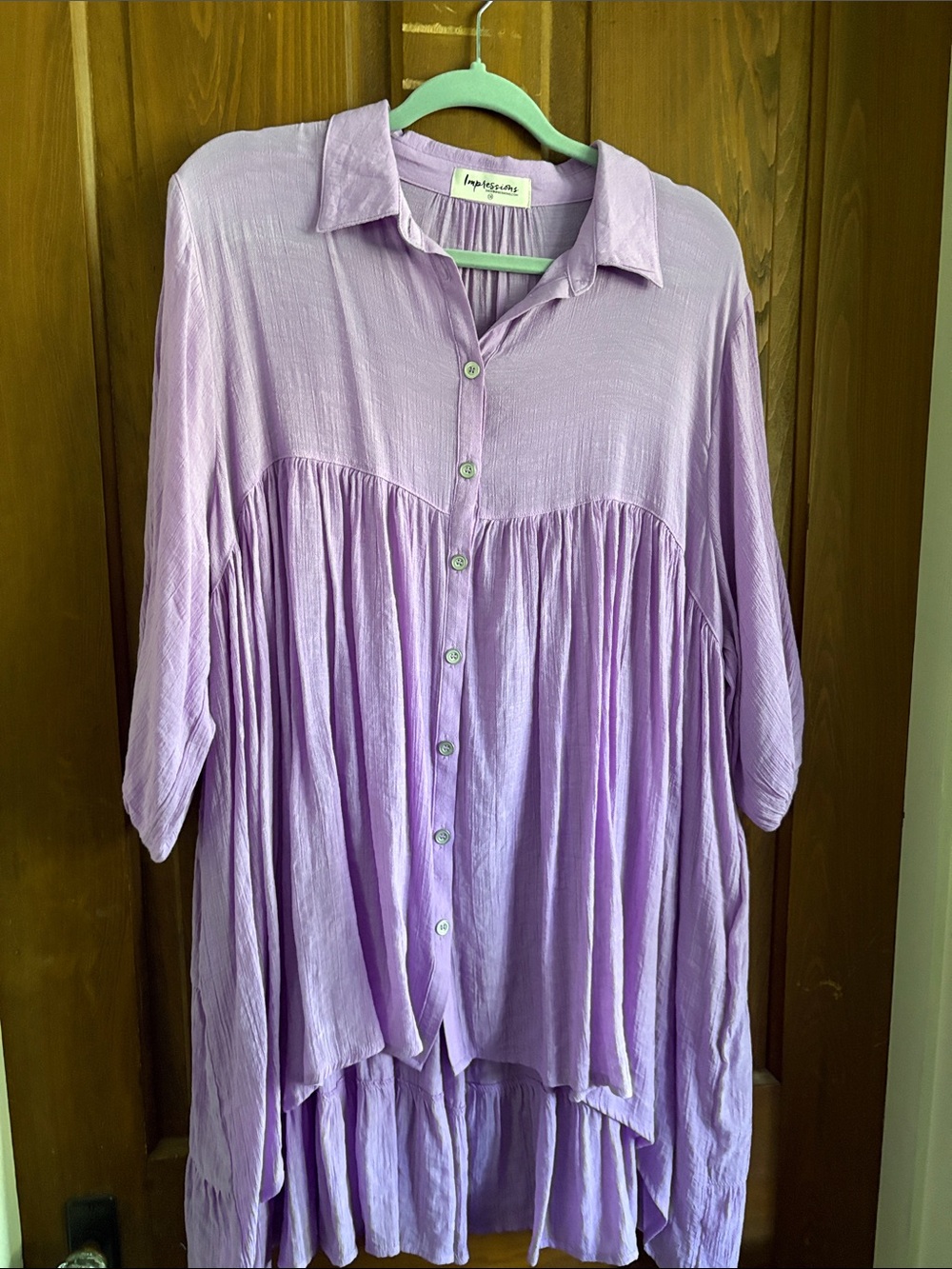Impressions Light Lavender Button-Front Flowing Tunic